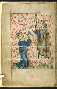 König Athelstan kniet vor Guy von Warwick, gekleidet als Palmer, Illustration aus der 
