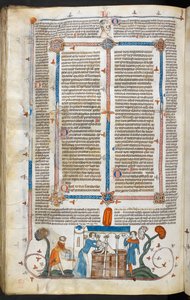Royal MS 10 IV f.297v Baden eines Pestopfers und Randdekoration, Illustration aus 