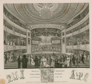 Königliches Theater, Cobourg, Surrey, wie es erstmals im Mai 1818 eröffnet wurde
