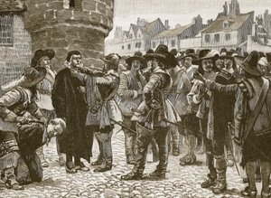 Royalistische Verschwörer in Salisbury beleidigen den Sheriff, Illustration aus Cassells Illustrierter Geschichte Englands von English School