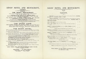 Savoy Hotel Tarif, 1900