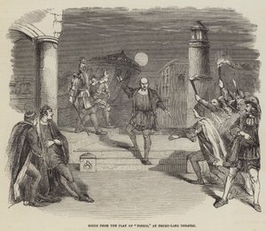 Szene aus dem Stück „Fiesco“ im Drury-Lane-Theater (Stich)