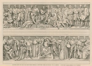 Skulpturen um die Basis des Prince Consort Memorial (Stich)