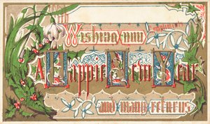Saisonale Blumen, Neujahrskarte von English School
