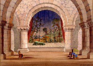 Bühnenbild für Hamlet von William Shakespeare, 1858