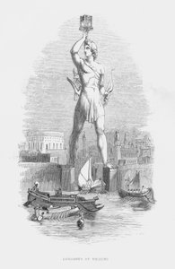 Sieben Weltwunder der Antike: Koloss von Rhodos (Stich) von English School