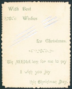Nähnadeln, Weihnachtskarte von English School