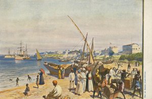 Schiff am Strand, Dar es Salaam, Tansania von English School
