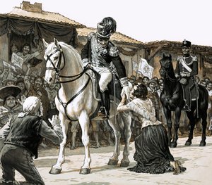 Simon Bolivar reitet triumphierend durch die Straßen von Caracas