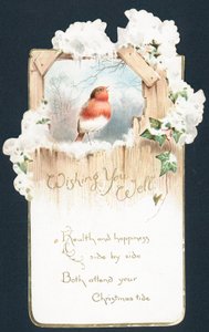 Singendes Rotkehlchen, Weihnachtskarte