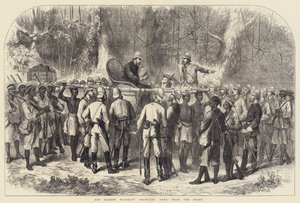 Sir Garnet Wolseley erhält Nachrichten von der Front (Stich) von English School