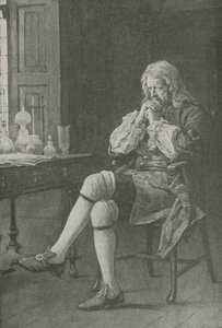 Sir Isaac Newton sitzt träumend von English School