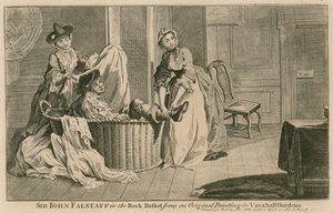 Sir John Falstaff im Wäschekorb, aus einem Originalgemälde in den Vauxhall Gardens, London