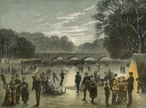 Schlittschuhlaufen im Hyde Park, London, um 1850 von English School