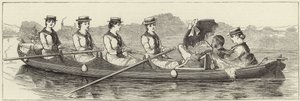 Skizzen von einem Dampfschiff bei der Henley Regatta von English School