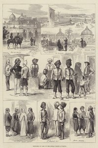 Skizzen im Lager der indischen Truppen auf Malta (Gravur)