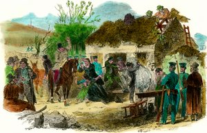 Soziale Bedingungen in Irland 1848 Vertreibung von Bauern (Illustration London News vom 16. Dezember 1848) von English School