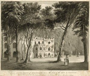 Südfassade von Strawberry Hill, Twickenham, London, der Sitz des Ehrenwerten Horace Walpole von English School