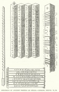 Proben antiker Schrift auf Stöcken, Ezechiel XXXVII