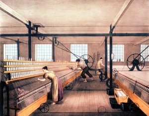 Spinnmühlen in einer Baumwollfabrik, ca. 1935 von English School
