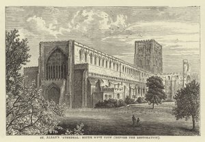 St Albans Kathedrale, Südwestansicht, vor der Restaurierung von English School