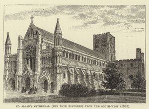 St Albans Kathedrale, das restaurierte Kirchenschiff, von Südwesten, 1885