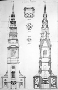 St. Brides, Fleet Street, Erhebung des Westendes, 19. Jahrhundert