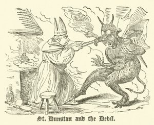 St. Dunstan und der Teufel (Gravur) von English School