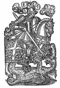 St. Georg (gest. ca. 303), der Ritter des Roten Kreuzes, tötet den Drachen von English School