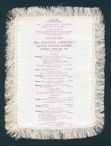St Jamess Hall, Regent Street und Piccadilly, Programm des jährlichen Abendkonzerts von Miss Josephine Lawrence, 15. Juni 1875