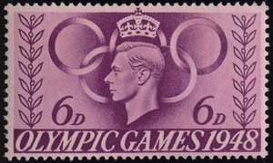Briefmarke zur Erinnerung an die Olympischen Spiele 1948 in London von English School