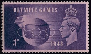 Briefmarke zur Erinnerung an die Olympischen Spiele 1948 in London von English School