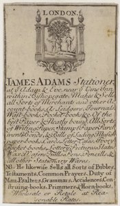 Schreibwarenhändler, James Adams, Visitenkarte von English School