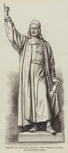 Statue von Richard Baxter, dem puritanischen Geistlichen, in Kidderminster (Stich) von English School