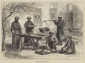 Straßenhändler, Yarkund (Stich) von English School