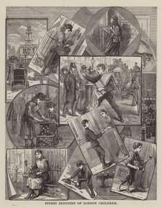 Straßenindustrie der Londoner Kinder