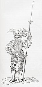 Anzug aus geripptem und graviertem Harnisch, aus Old England: A Pictorial Museum, veröffentlicht 1847 von English School