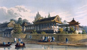 Sommerpalast des Kaisers, gegenüber der Stadt Tien-Sing, 1817 von English School