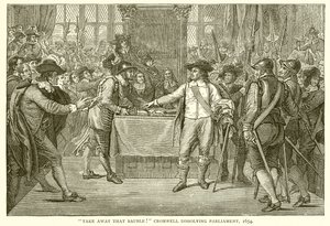 Nehmt dieses Spielzeug weg! Cromwell löst das Parlament auf, 1654 von English School