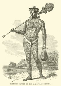 Tätowierter Wilder der Marquesas-Inseln von English School