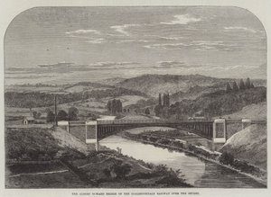 Die Albert Edward Brücke der Coalbrookdale Railway über den Severn (Stich)