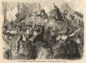 Die Amazonen von Frankreich; aufregendes Treffen der Frauenarmee von Paris