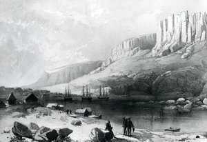 Das arktische Geschwader im Leevely-Hafen, Insel Disco, Küste Grönlands von English School