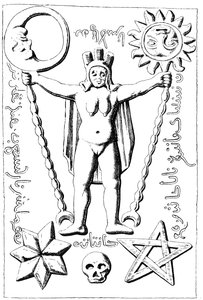 Der Baphomet der Templer, Illustration eines Steinsarges, der in Essarois (Burgund) gefunden wurde von English School
