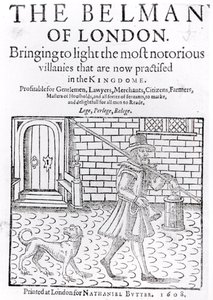 Der Glockenmann von London, von Thomas Dekker (ca. 1570-ca. 1641) Titelblatt, gedruckt von Nathaniel Butter, 1608 von English School