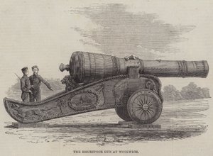 Die Bhurtpoor-Kanone in Woolwich (Stich)