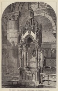 Der Bischofsthron, Oxford Cathedral, das Wilberforce-Denkmal (Stich) von English School