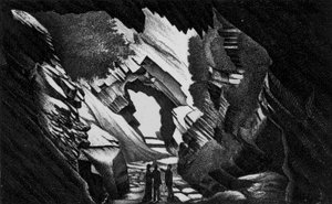 Die Briary-Höhle, Watermouth (Lithografie)