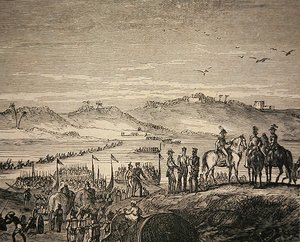 Die britische Armee überquert den Sutlej-Fluss