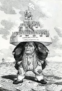 Der britische Atlas, oder John Bull unterstützt die Friedensordnung, Druck von Charles Williams, 1816 von English School